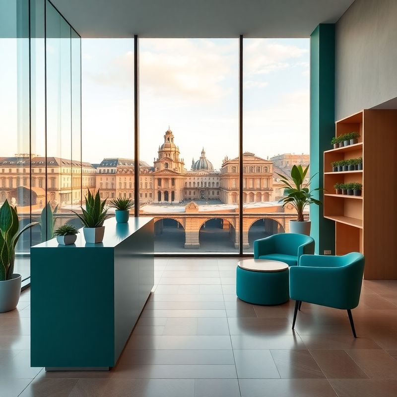 Recepción moderna de la oficina de Estudio Martínez en Zaragoza